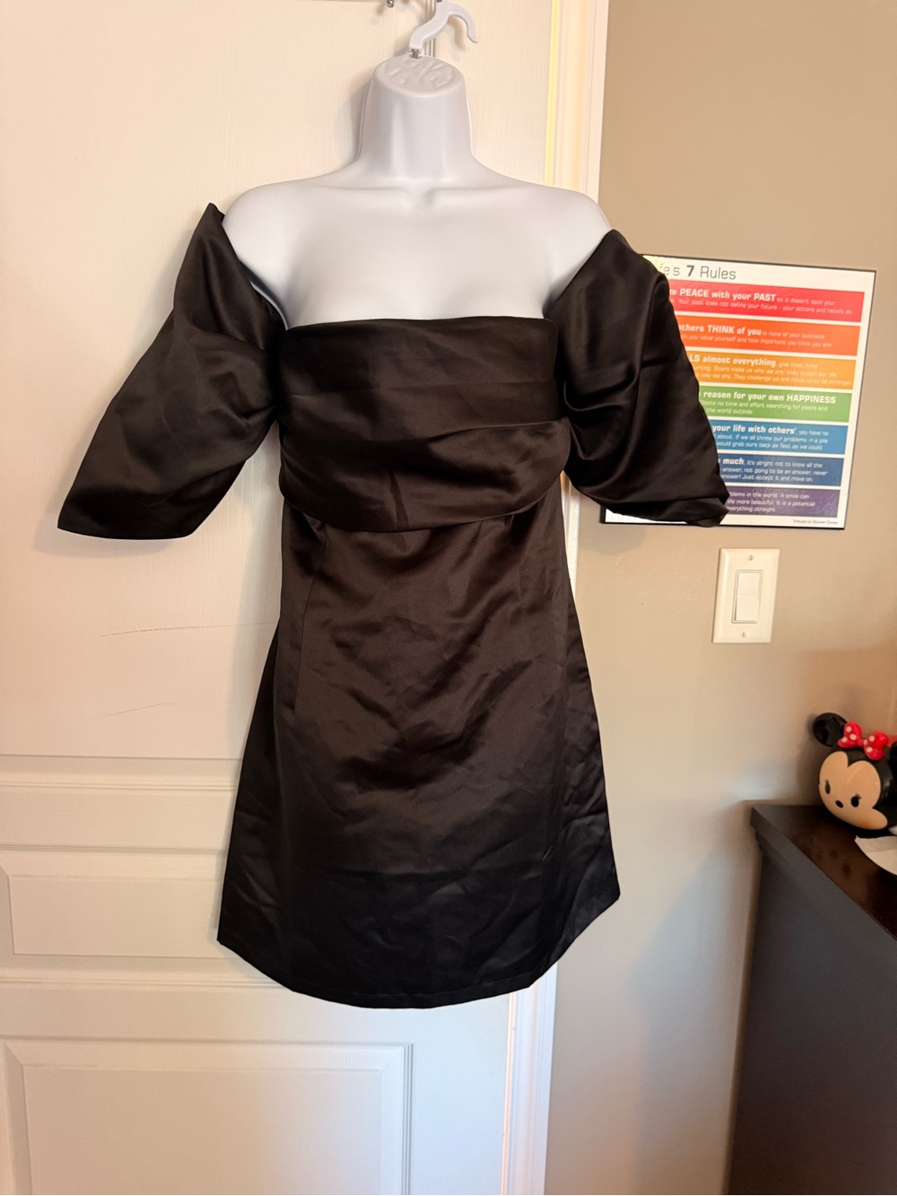 Women’s Petal & Pup off the shoulder puff sleeve satin cocktail dressFITS SM New
